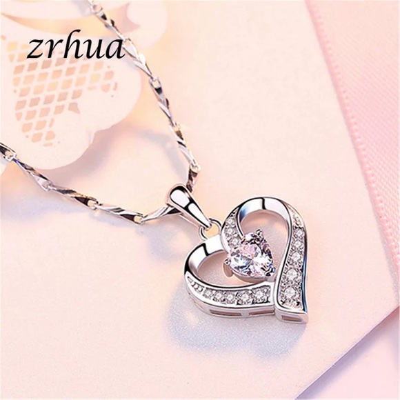 Jewelry - 925 Sterling Silver Necklace Chain Zircon Heart
